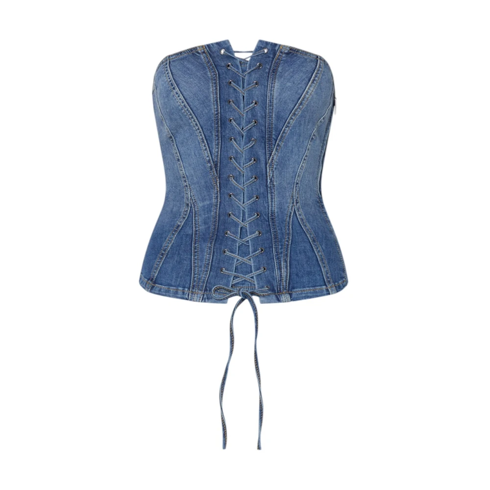 Liu Jo Blue Bustier Denim Stretch Top - Female - Sleeveless Tops - S - Tops