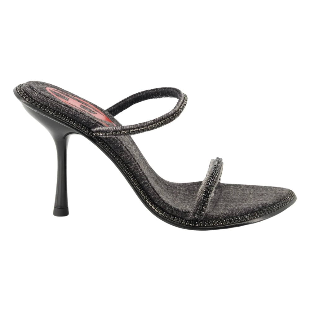 Diesel Kvinno Svart Skor Dam, 37 Eu, Bomull, D-Havanna Sdl Klacksandaler Med Klack