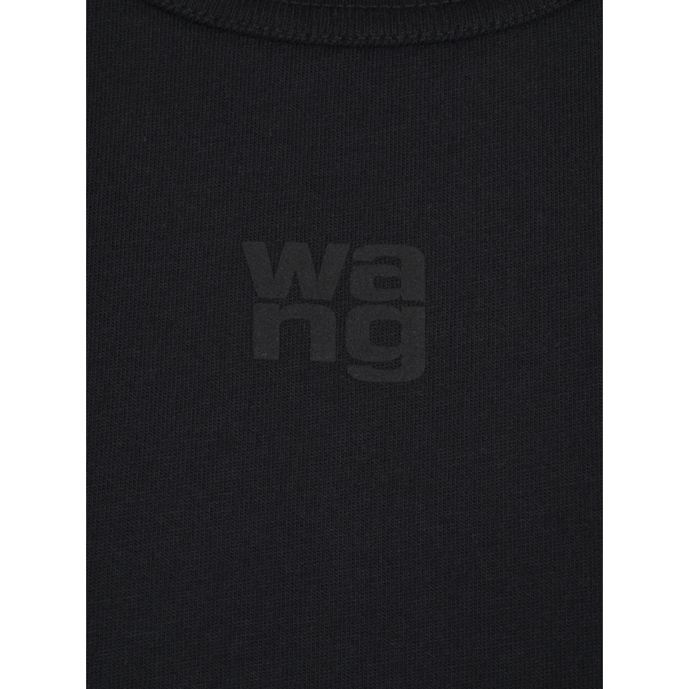 alexander wang Zwart Logo Tee Met Halsband Black Dames
