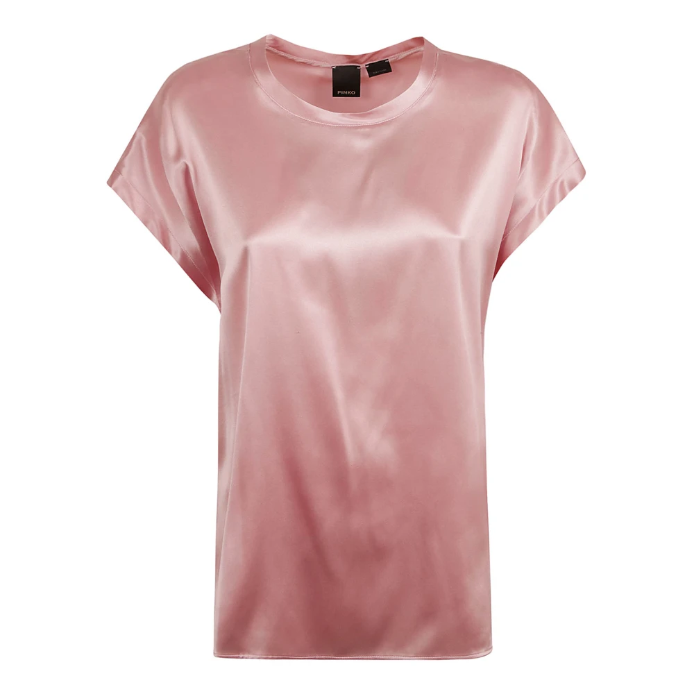 Pinko Roze Satijnen Afwerking Cap Sleeve Shirt Pink Dames