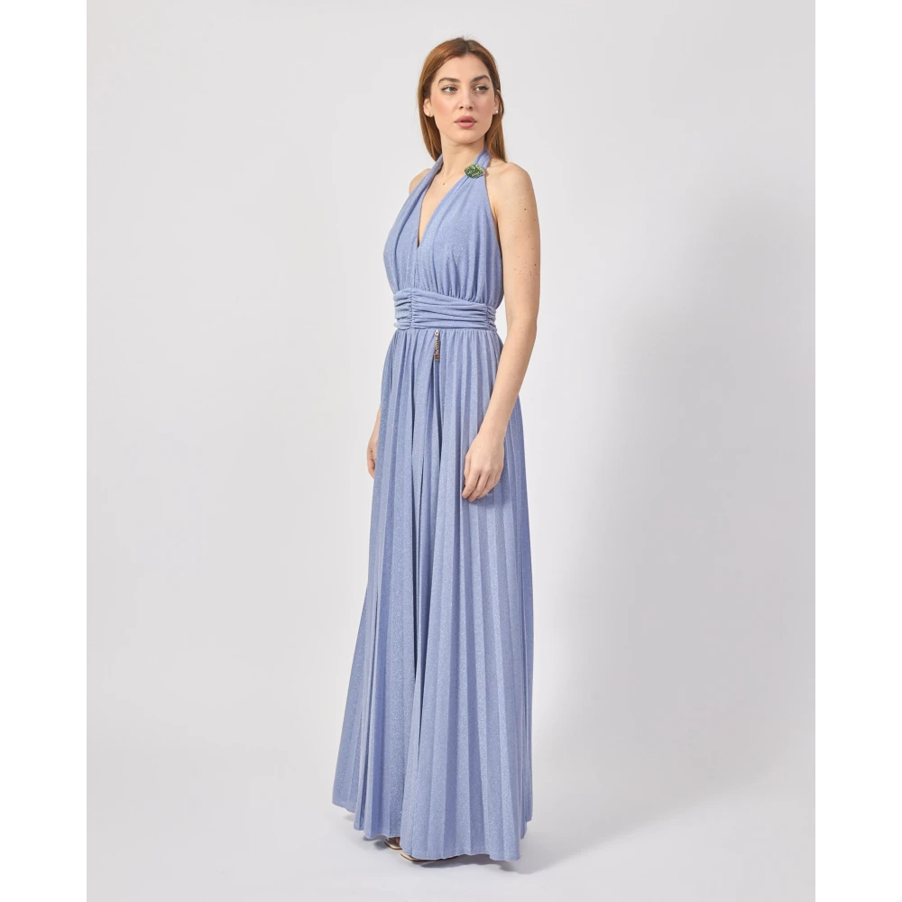 Fracomina Mouwloze Lange Jersey Jurk met Lurex Purple Dames
