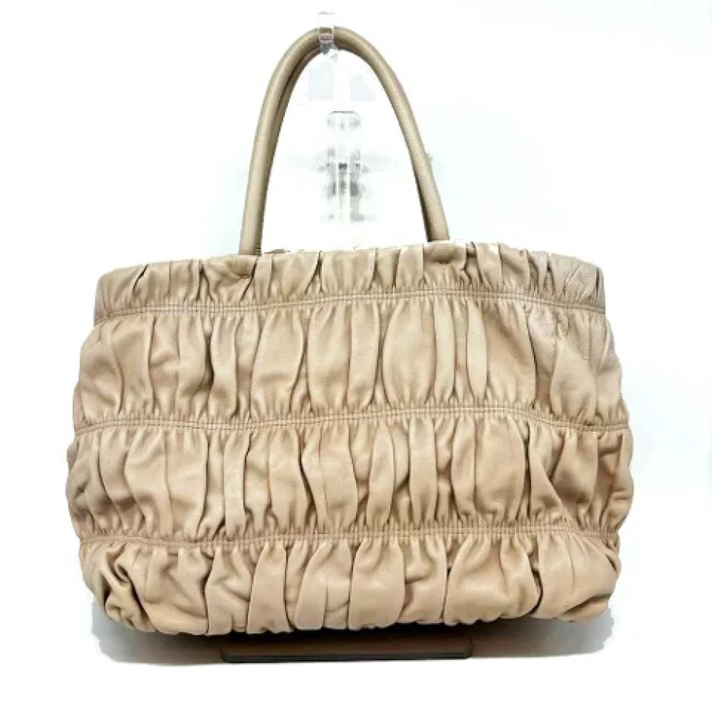 Prada Vintage Pre-owned Leather handbags Beige Dames