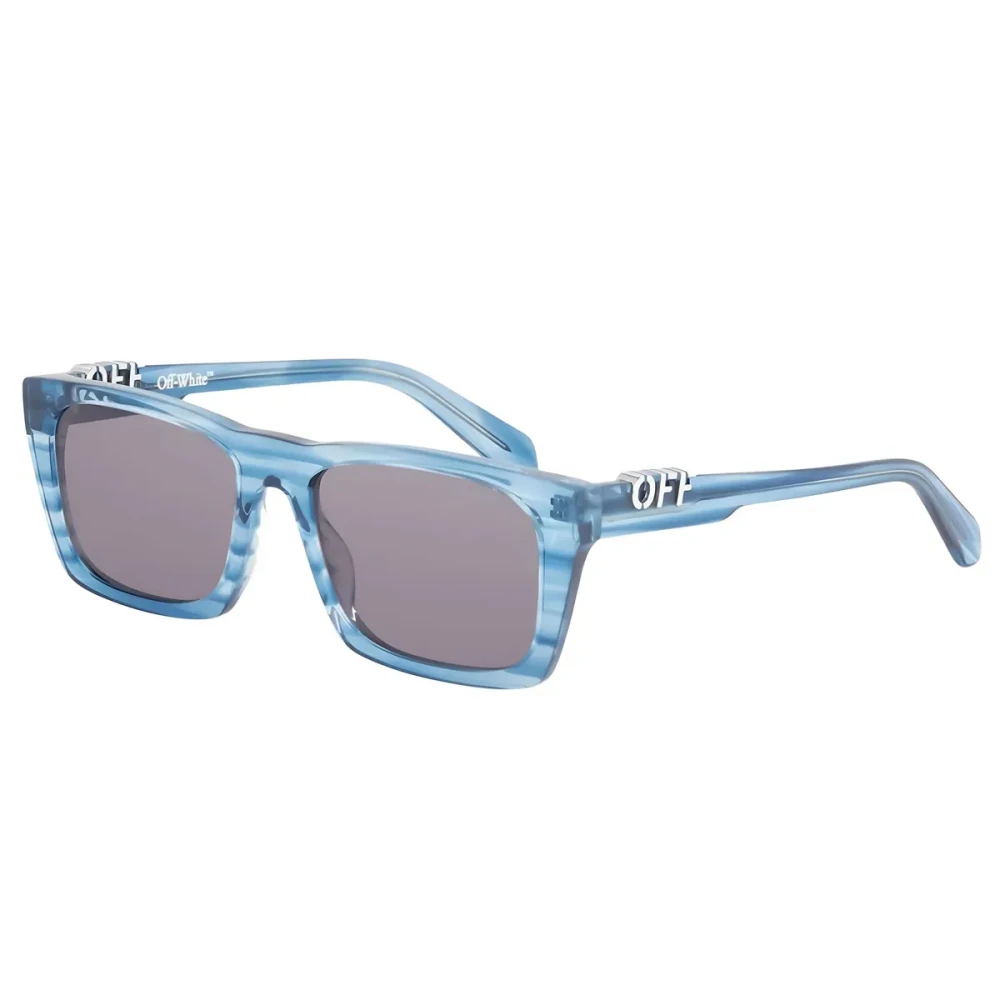 Off White Unisex Blue Sunglasses,, Striped Sunglasses With Dark Grey Lenses Medium