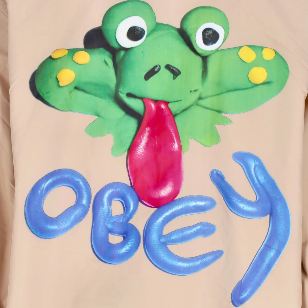 Obey Froggy Coach Jacket Irish Cream Beige Heren