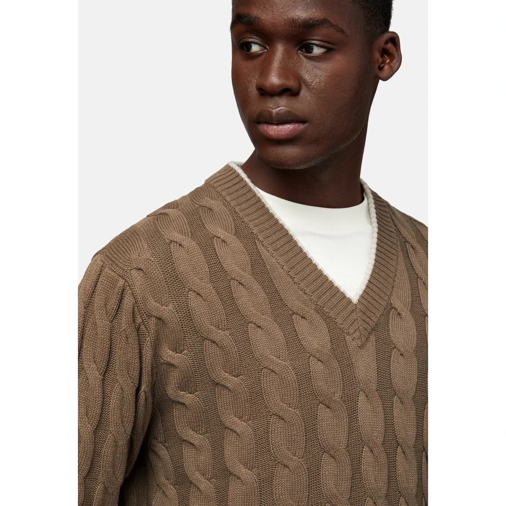 Boggi Milano V-hals Jumper Brown Heren