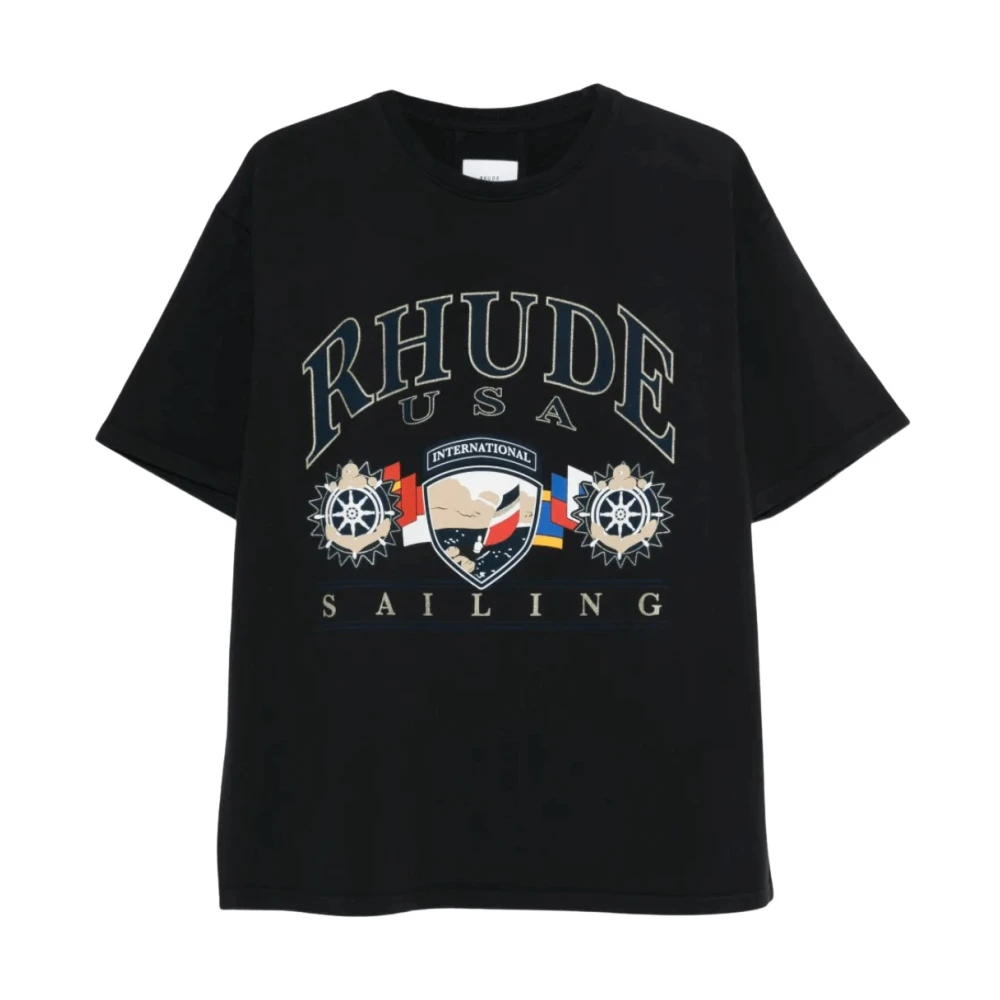 Rhude Men's Black T-Shirts, Xl, Usa Sailing Icon Tee