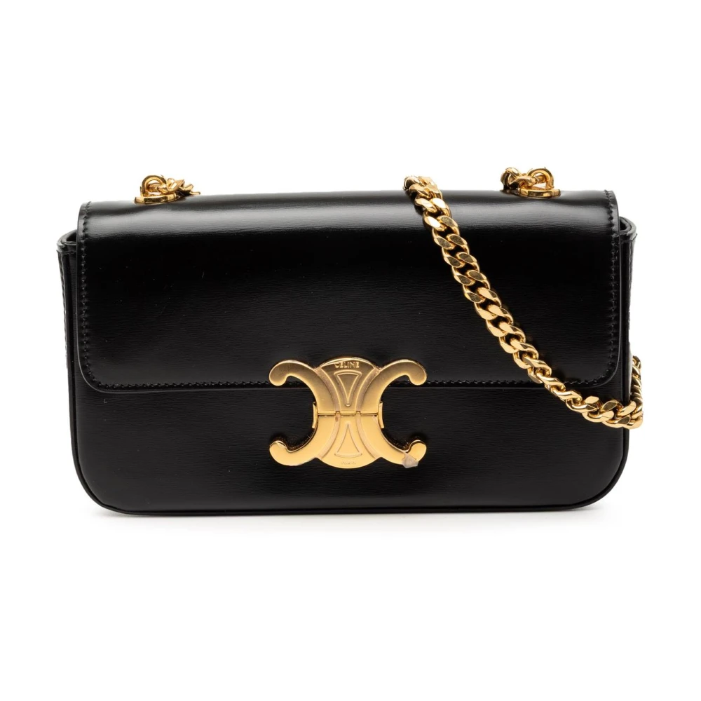Celine Vintage Women's Black Pre-Owned Chain Shoulder Bag