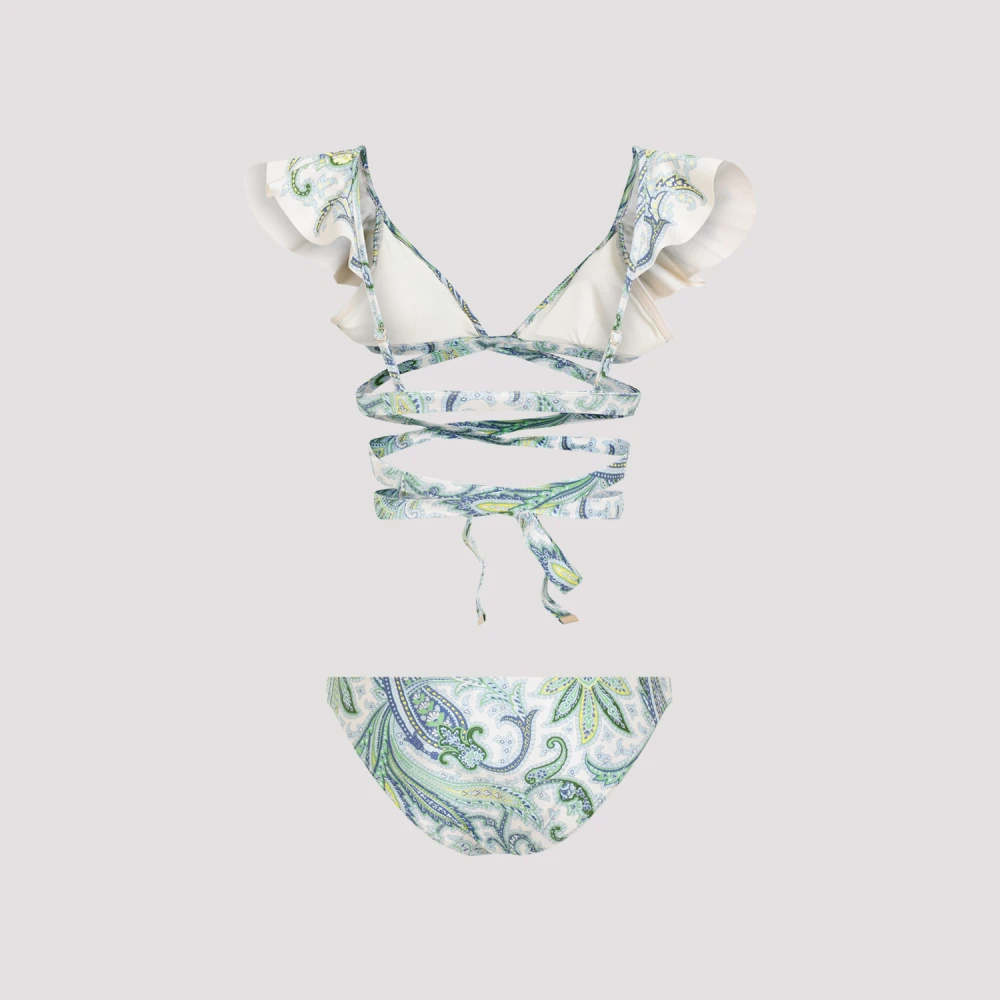 Zimmermann Groene Paisley Ruffle Bikini Wrap Multicolor Dames