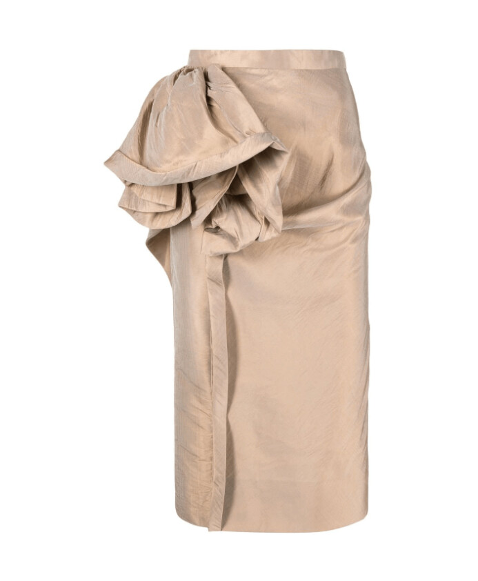 jupe-midi-florale-satinee-doree