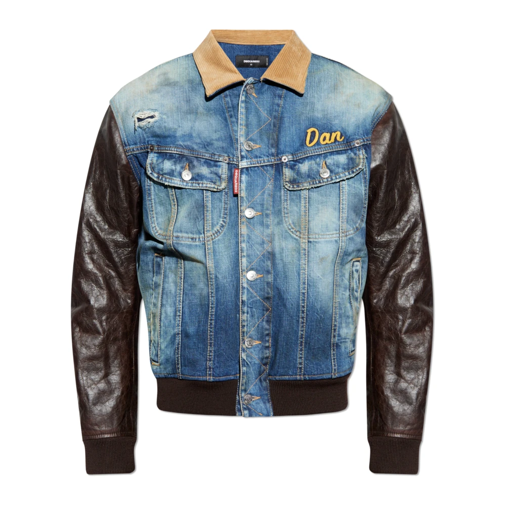 Dsquared2 Blue Denim Jackets, Male, Xl, Jacket Made From Combined Materials