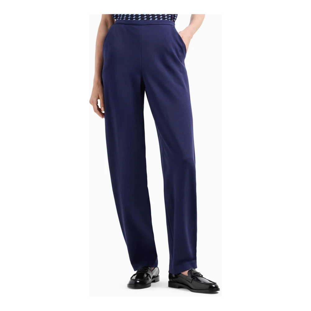 Emporio Armani Milano Ritsbroek Zijzakken Vaste Plooi Blue Dames