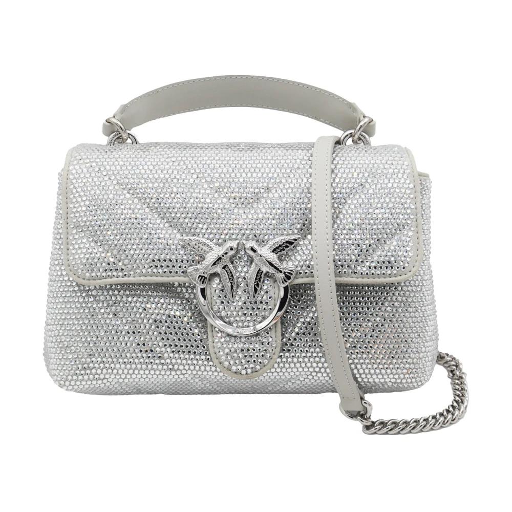 pinko Chevron Quilted Leather Handle Bag Gray Dames