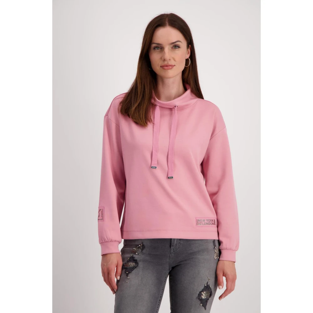 monari Stijlvolle Sweater met Hoge Kraag Pink Dames