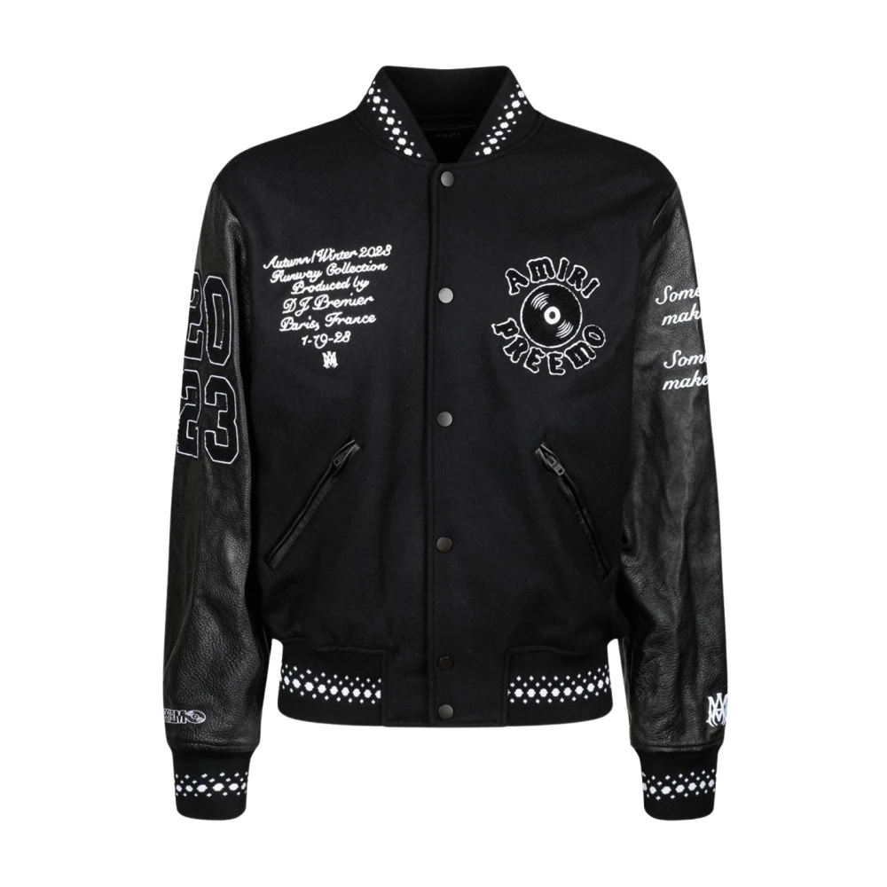 Amiri Zwarte werkjas met diamantborduursel Black Heren