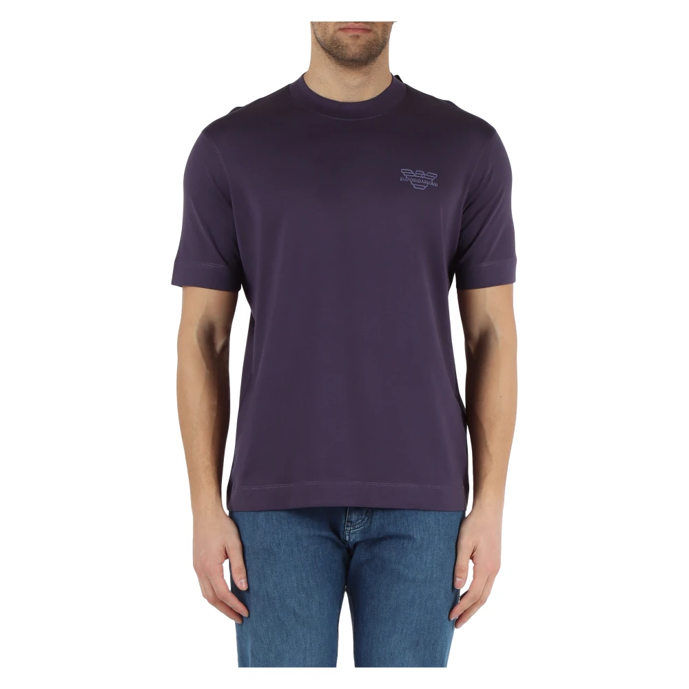 Emporio Armani Katoenen Logo In reliëf T-shirt Purple Heren