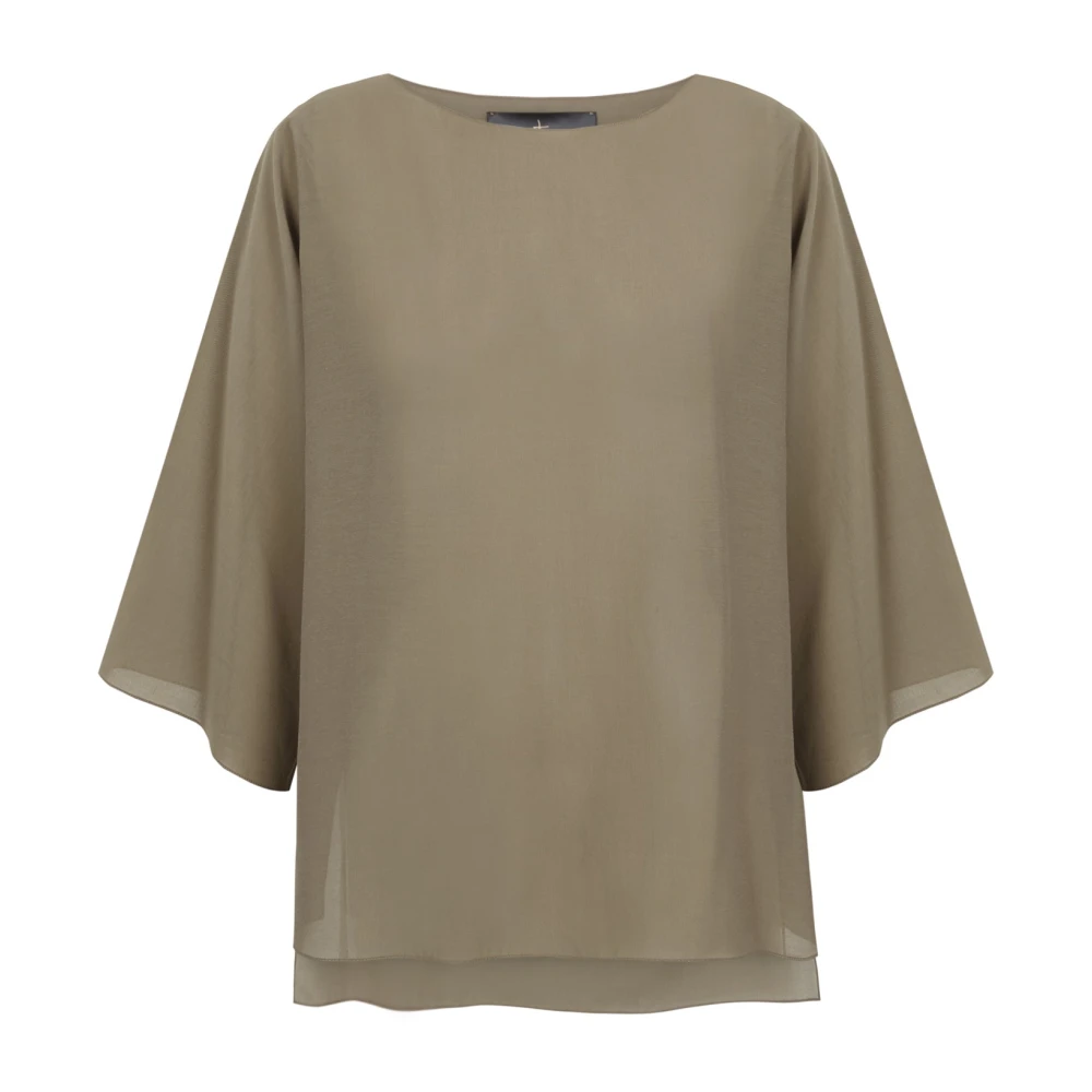Cortana Zon khaki groene katoenen voile overhemd Green Dames
