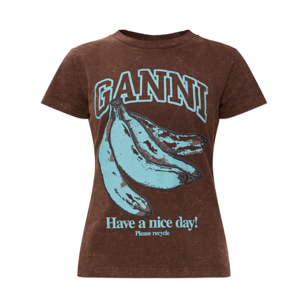 Ganni Brown T-Shirts, Female, M, T-Shirts And Polos