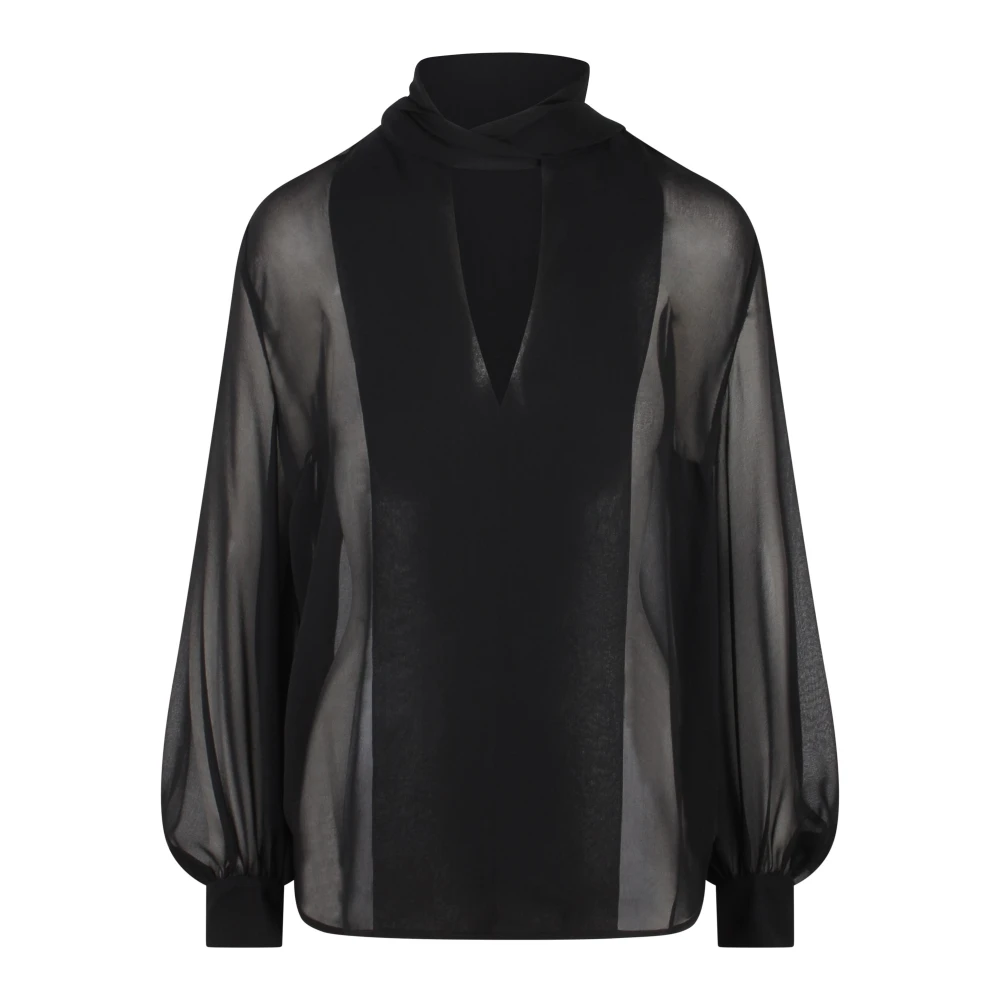 P.a.r.o.s.h. Crepe Effect V-Hals Blouse Black Dames