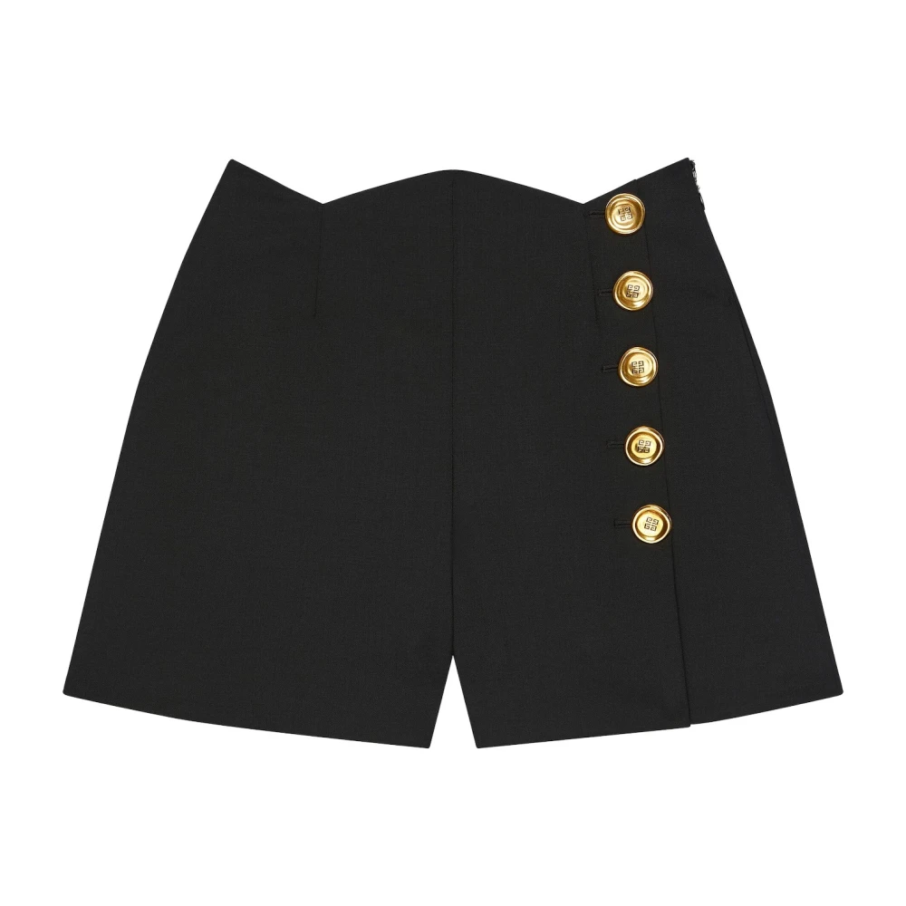 Givenchy Wollen shorts met knopen en zakken Black Dames