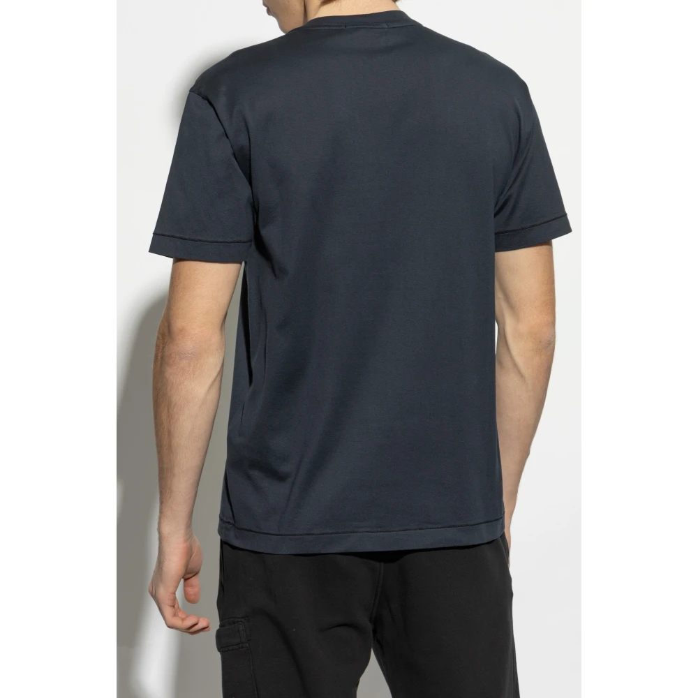 Stone Island Marineblauw T-shirt met Logo Blue Heren