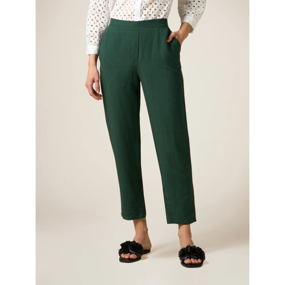 Oltre Linnenblend Joggers Green Dames