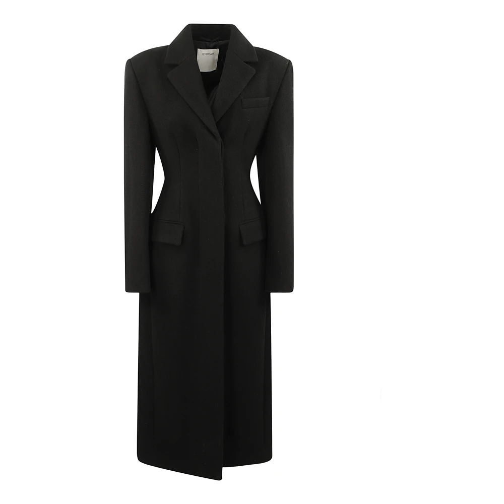 SPORTMAX Wollen Lange Jas Enkele Knoopsluiting Black Dames