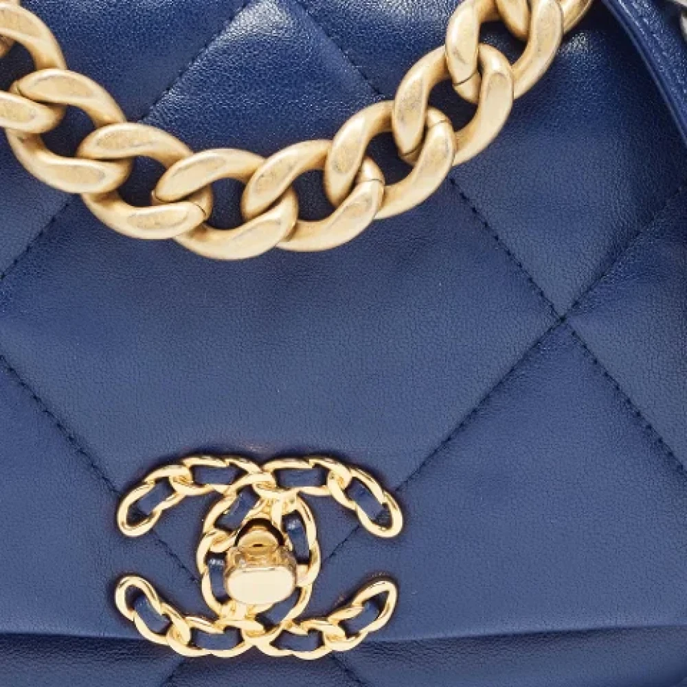 Chanel Vintage Pre-owned Leather chanel-bags Blue Dames