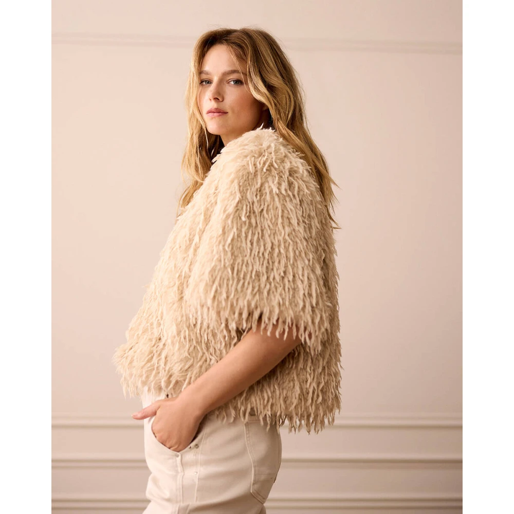 Summum Woman Kortemouwjas met nepverenbont Beige Dames