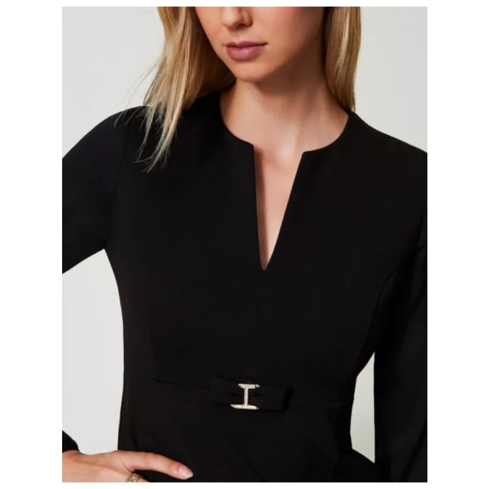 Twinset Milano Gebreide Korte Jurk Black Dames