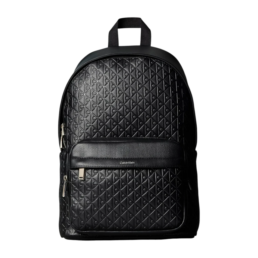 Calvin Klein Men's Black Embossed Logo Backpack - Backpacks - One Size - Bags
