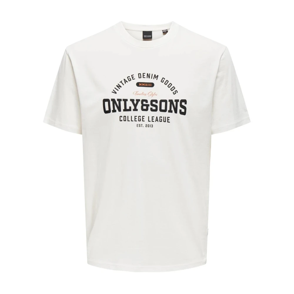 Only & Sons Casual Katoenen T-Shirt White Heren