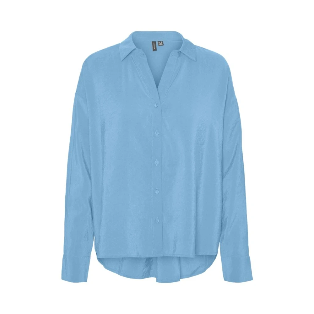 Vero Moda Queeny Oversized Geweven Shirt Blue Dames