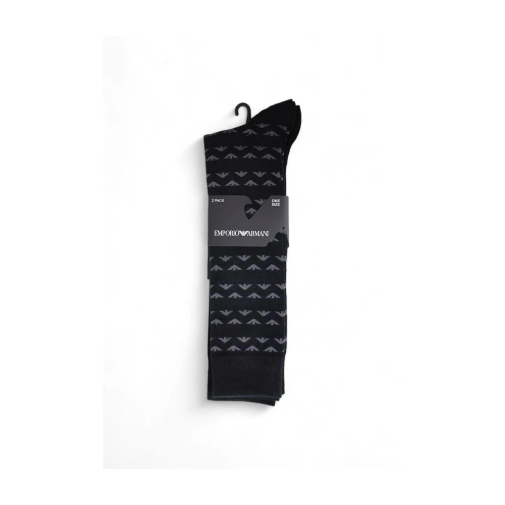 Emporio Armani Zwarte Katoenen Eagle Logo Sokken Black Heren