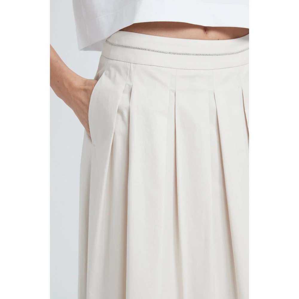 PESERICO Gedraaide katoenen lange geplooide rok Beige Dames