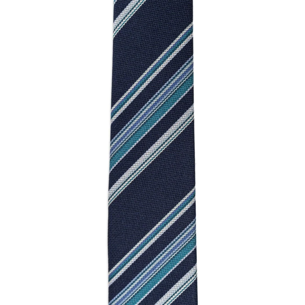 PS By Paul Smith Blauwe Zijden Gestreepte Stropdas Blue Heren