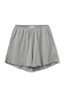 Grå Mel Shorts med Elastisk Midja