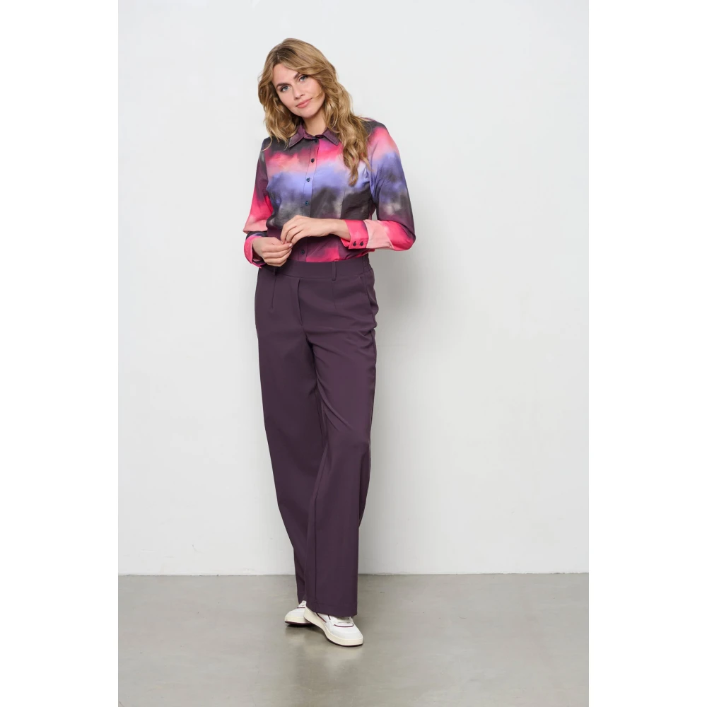 &Co Woman Bordeaux Slim Fit Broek Purple Dames