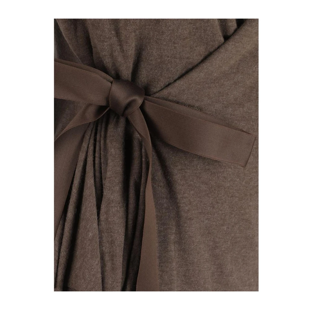 Rick Owens V-hals Jas met Ruffle Zoom Brown Dames