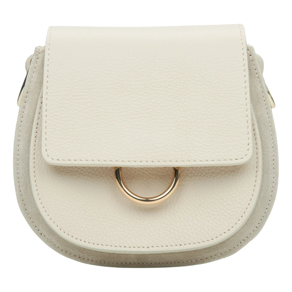 Estro Italienskt Läder Liten Kräm Beige Crossbody Väska Er00115064 Beige, Dam