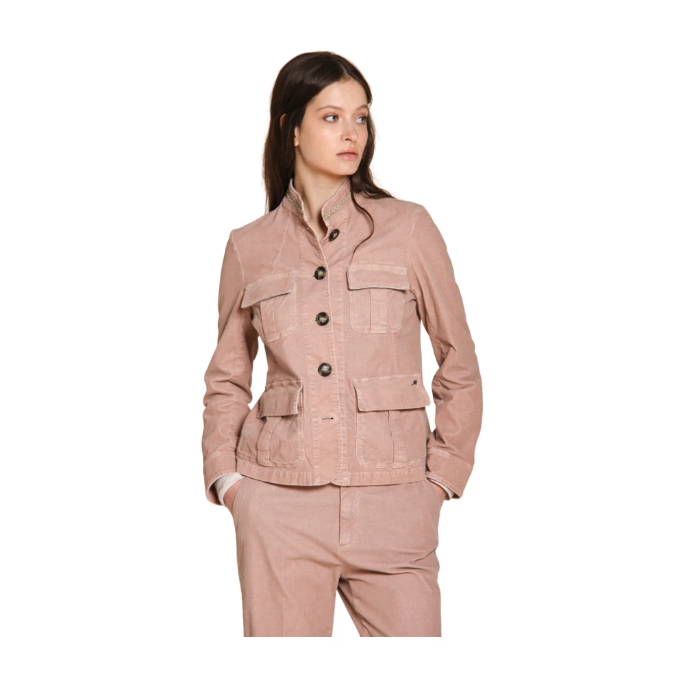 Mason's Vrouw Roze Jassen Dames, M, Katoen, Ribfluwelen Damesjas In Antieke Roos