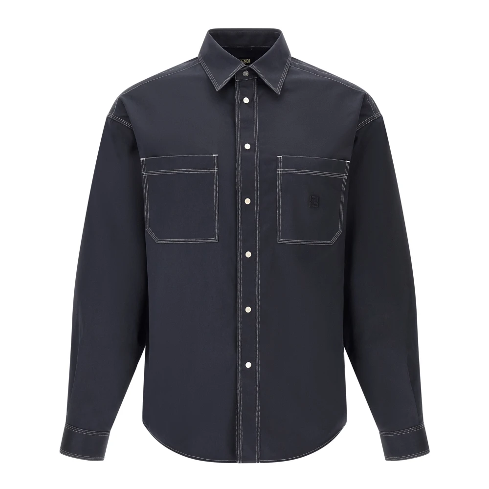 Fendi Cotton Shirt - Male - Casual Shirts - Blue - Xl - Shirts
