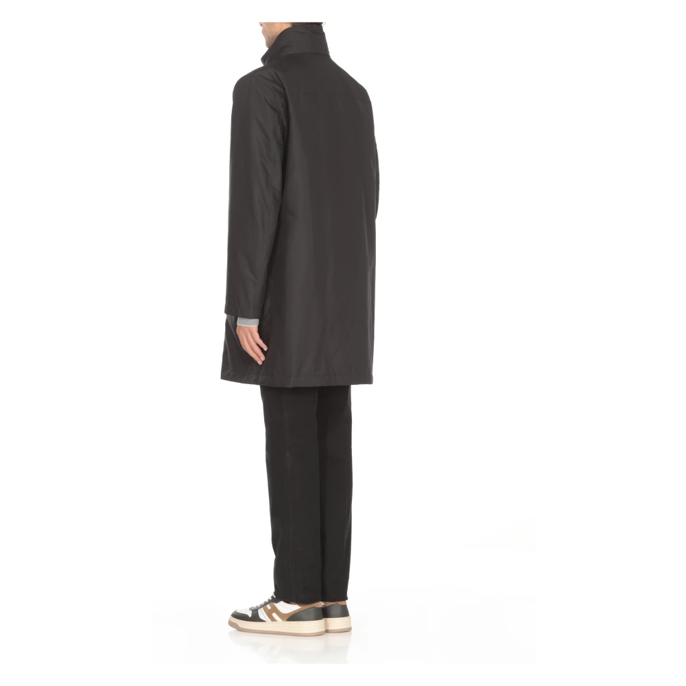 Fay Zwarte Parka Jas met Hoge Hals Black Heren