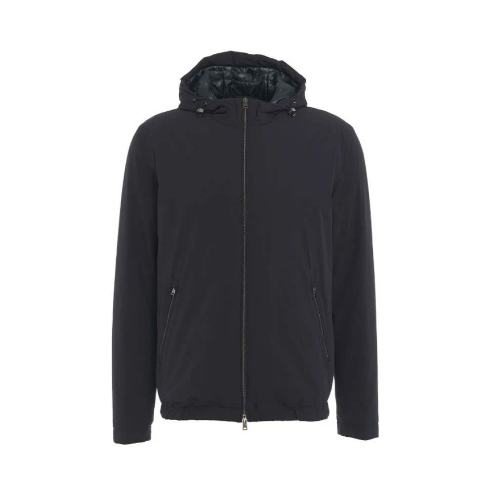 Herno Blauwe Hoodie Met Rits Blue Heren