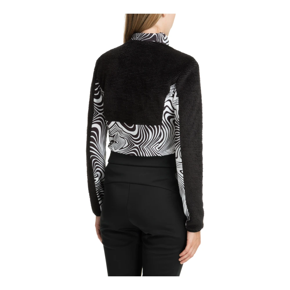 Emporio Armani EA7 Abstract Multicolor Rits-Sweatshirt Black Dames