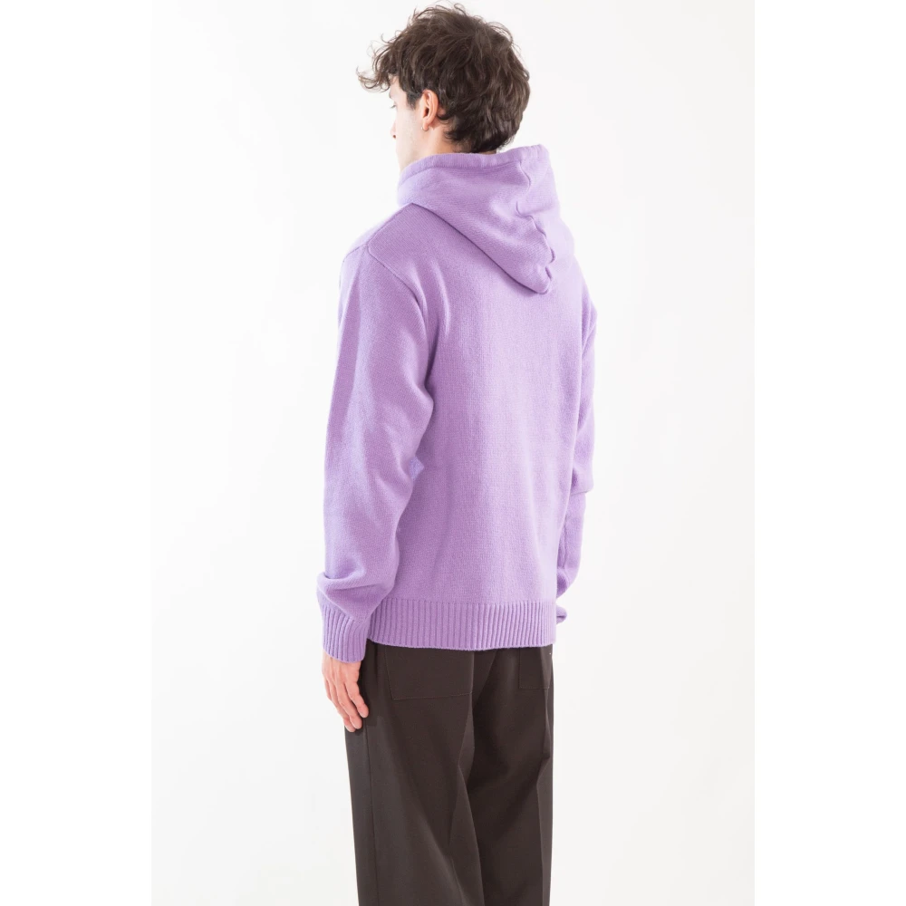 Seven Gauge Capuchon Lamswol Trui Purple Heren