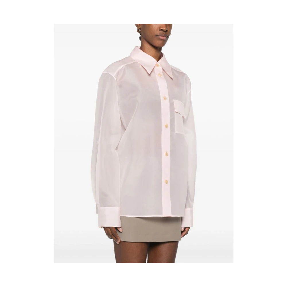 Khaite Roze Blouse met Knoopsluiting en Zak Pink Dames