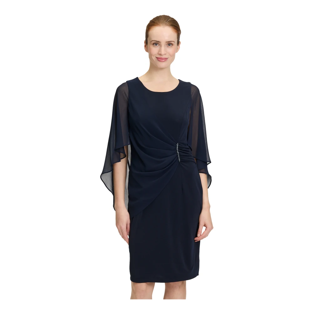 Vera Mont Elegante Gerimpelde Cocktailjurk Blue Dames