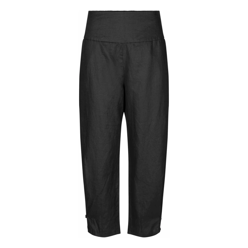 Masai Kvinno Svart Byxor Dam, S, Linne, Cropped Byxor