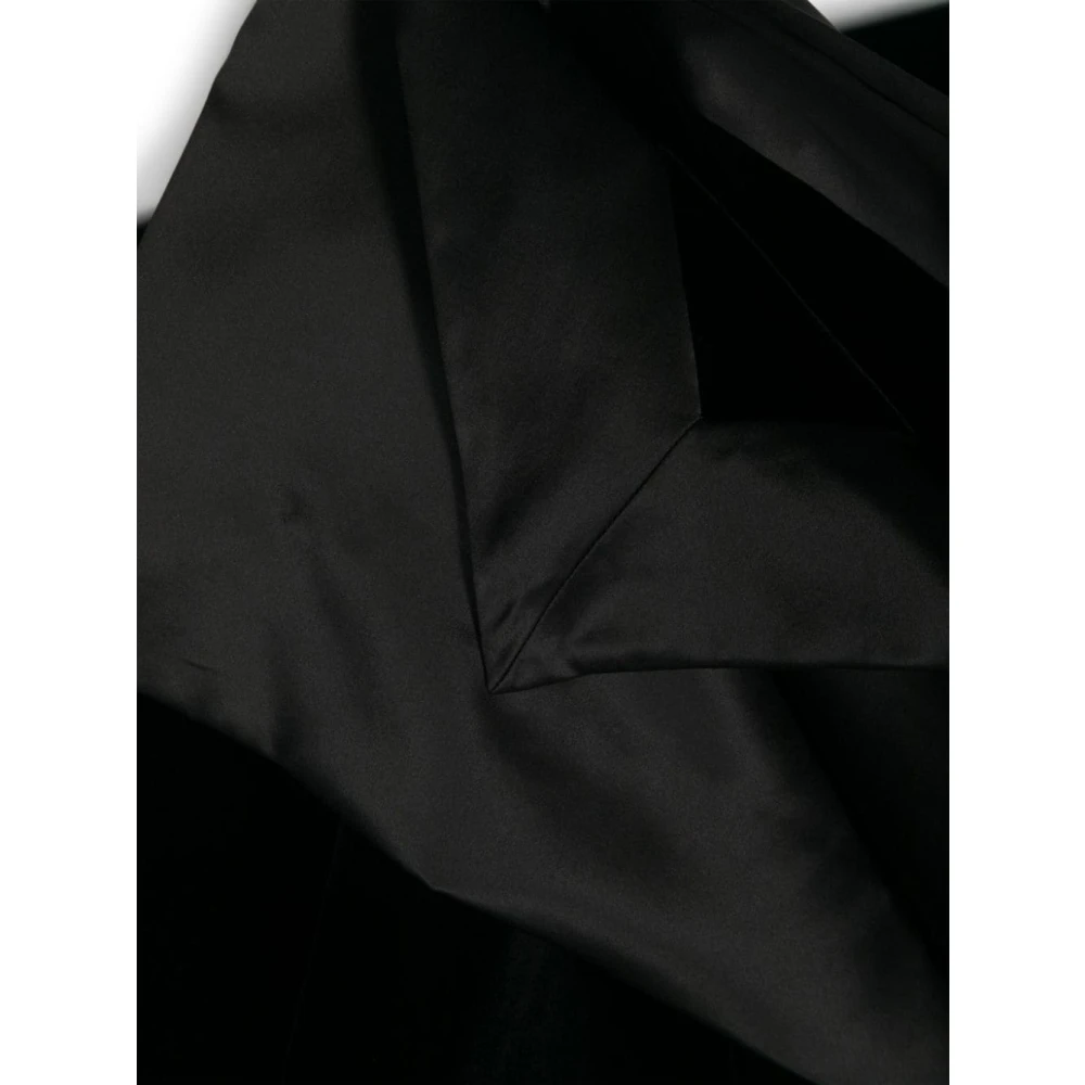 Saint Laurent Fluwelen Sjaal met Satijnen Bies Black Dames