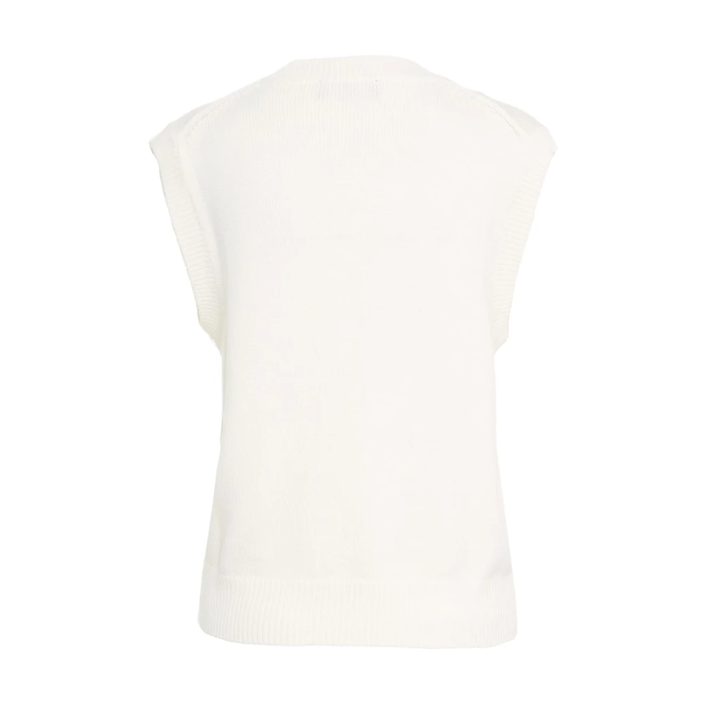 Peuterey Wit Gebreid Mouwloos V-Hals Vest White Dames
